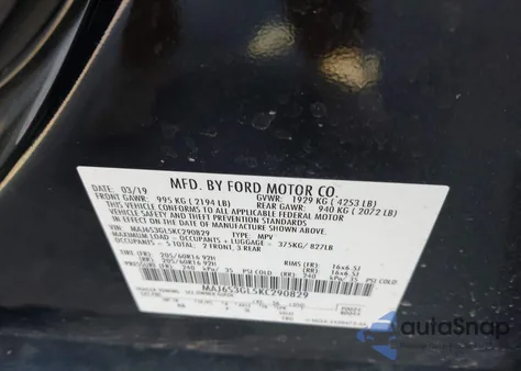 2019 Ford Ecosport Se z USA, uszkodzony, nr VIN MAJ6S3GL5KC290829